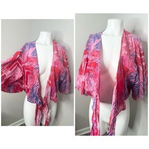 SPOON JEAN PINK CROP TIE FRONT TOP- NWT-1X